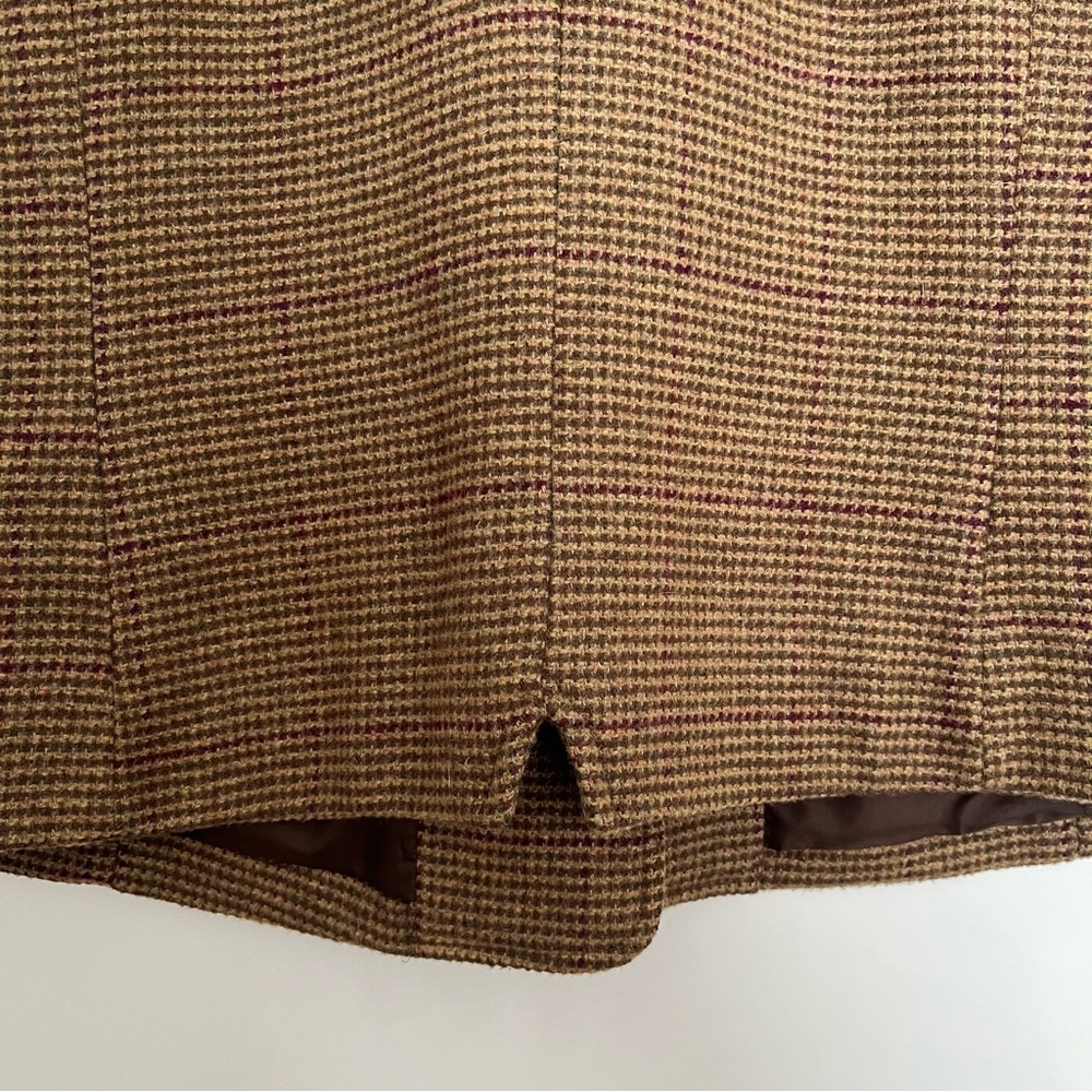 Vintage Chaps Denim Women's Brown Plaid Tweed Vest XL Wool Blend Classic Preppy - Picture 5 of 6